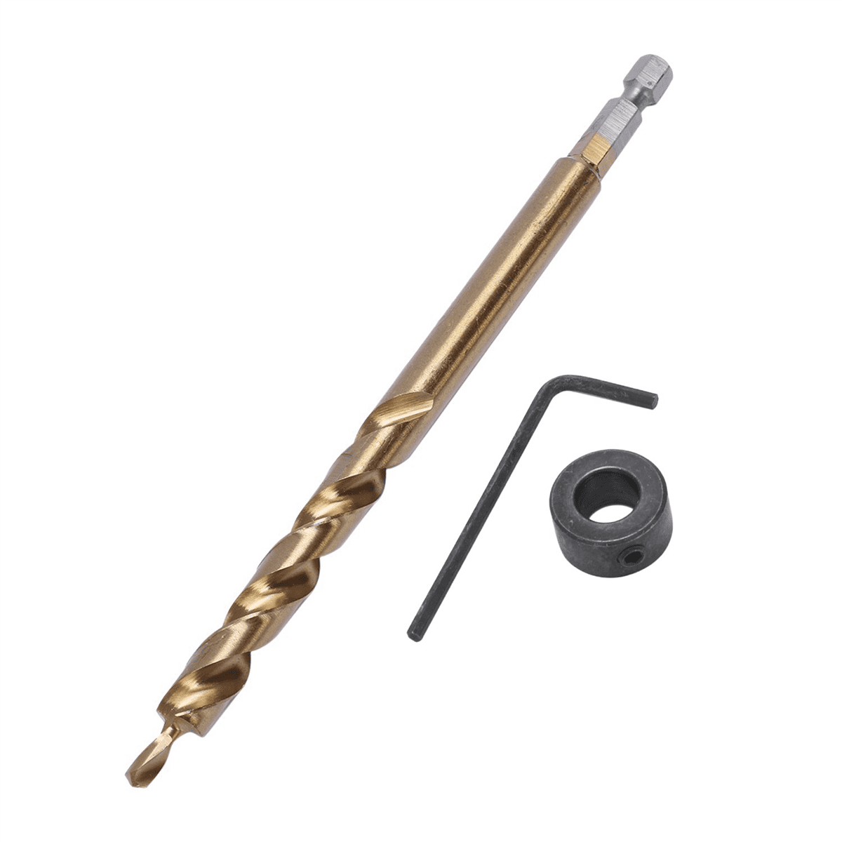 6Pcs 1/4 Inch Hex Shank Pocket Hole Drill Bit + 3/8(9.5mm)Replacement Twist Step Drill Bit with Depth Stop Collar