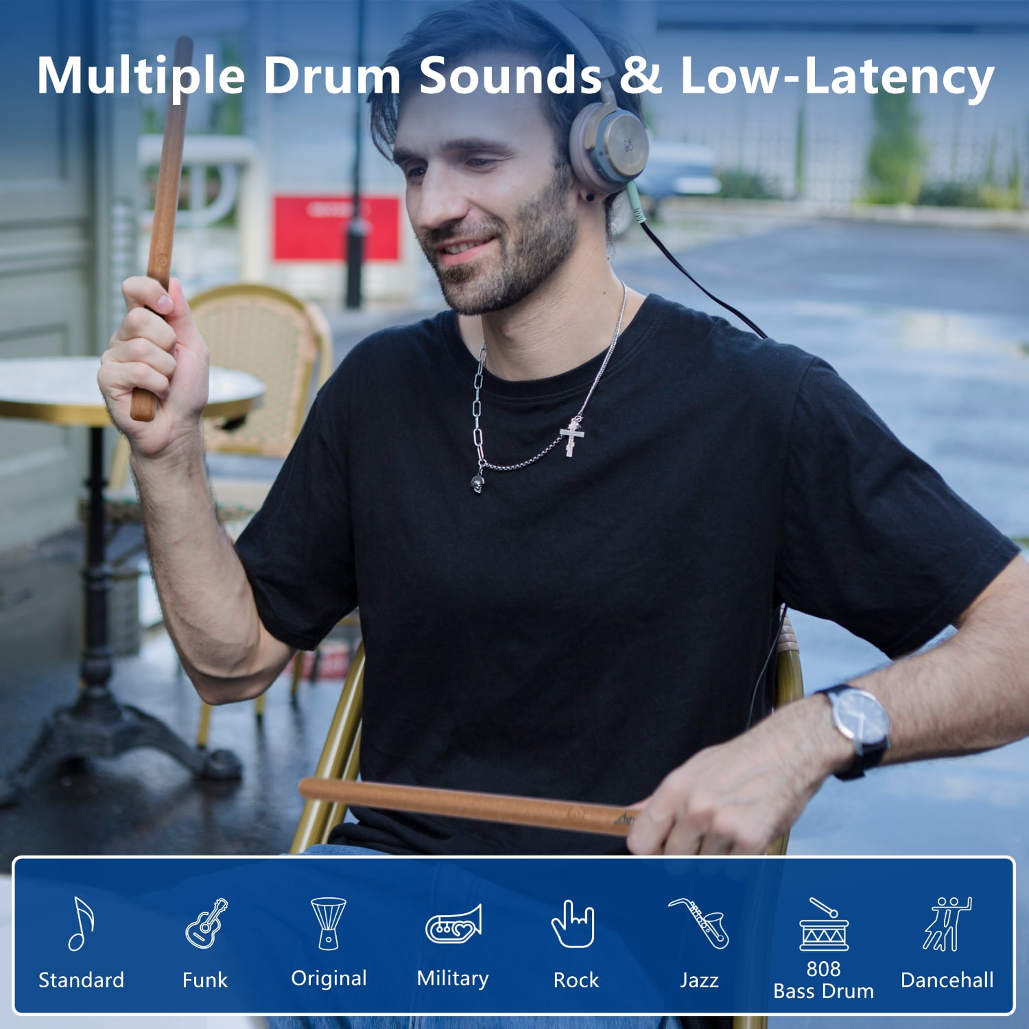 AeroBand PocketDrum 2 Plus Electric Air Drum Set Drumsticks, Pedals,  Bluetooth, USB MIDI Function, for Adults, Kids, Professionals, Gift 