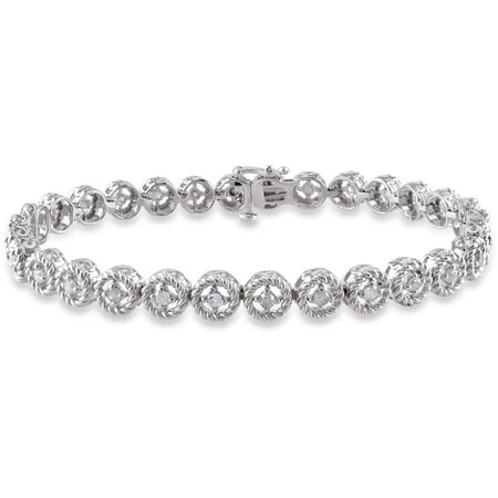 Miabella 1 Carat T.W. Diamond Sterling Silver Halo Tennis Bracelet, 7