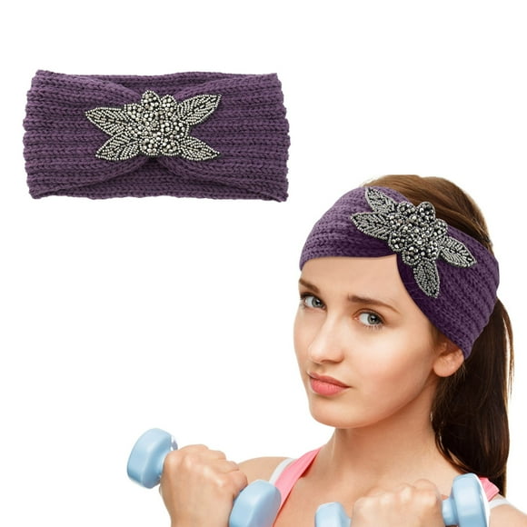Inlaid Four Leaf Knitted Wool Hair Band Sports Hair Band Ear With Hand Made Head Cover Woven Hair Accessories Seat Belts for Work for Women