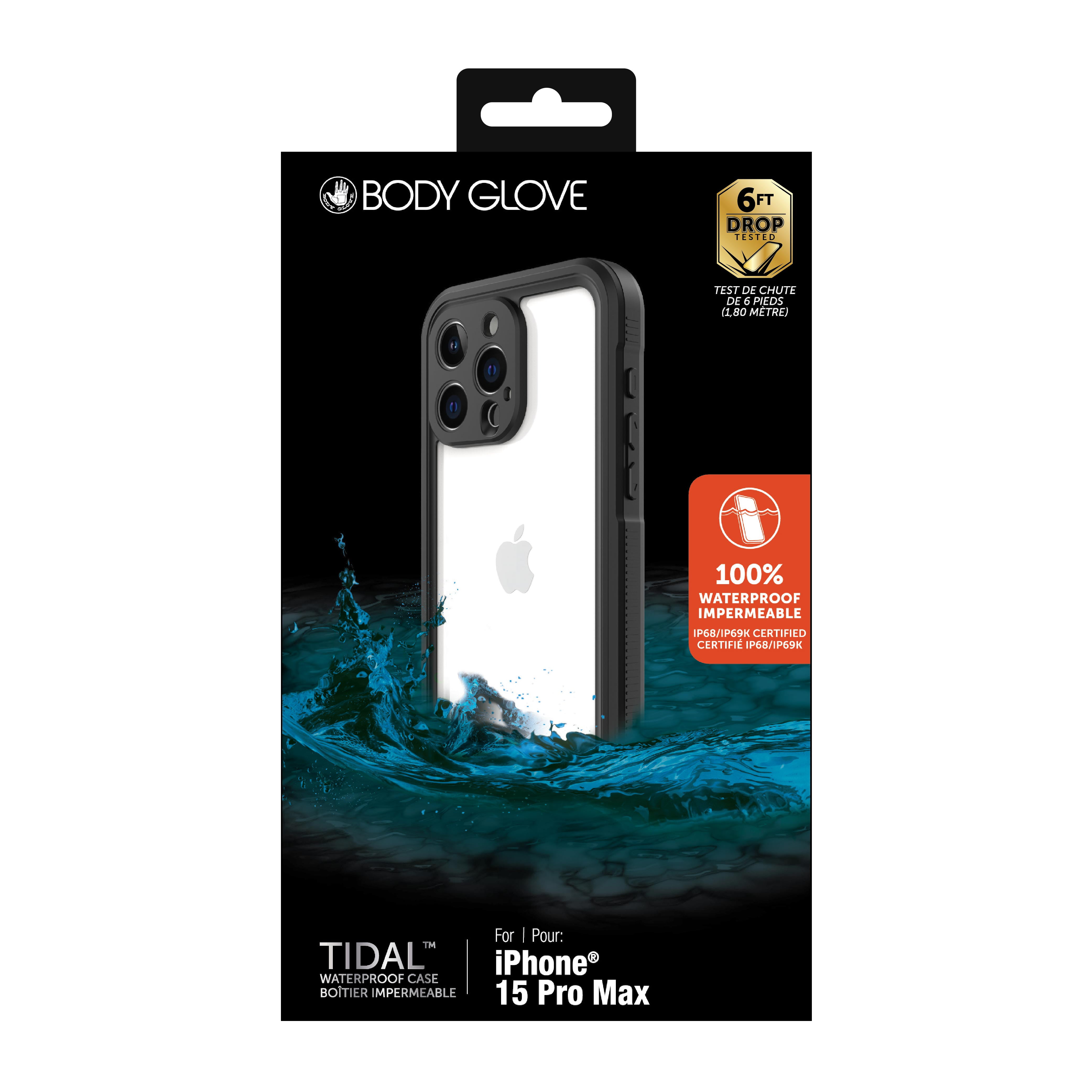 Body Glove Tidal Boitier Imperméable pour iPhone 15 Pro Max 360° Protection Contre les éléments