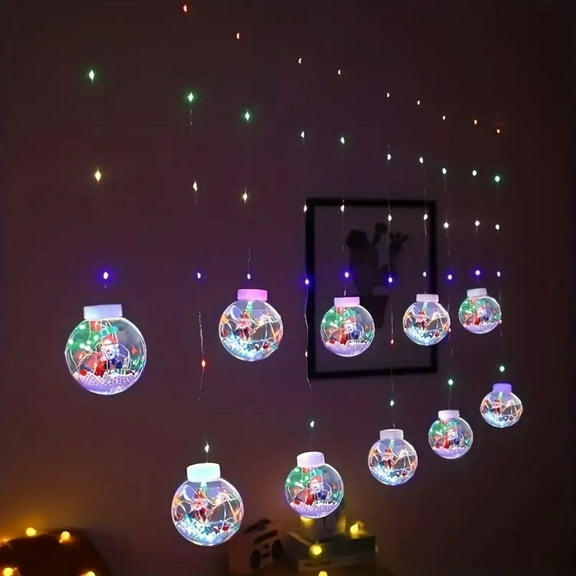Christmas LED String Lights with Santa, Reindeer, and Snowman, 8 Modes, USB Powered, Elegant Style, Colorful Holiday LED Lights, No Batteries Required, Suitable for Bedroom