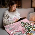 thumbnail image 5 of Pink Christmas Flannel Blanket for Bed,Travel and Camping, Dwarf Present Xmas Ball Snowflake Winter Super Soft Cozy Blanket for All Seasons 40"x60", 5 of 9
