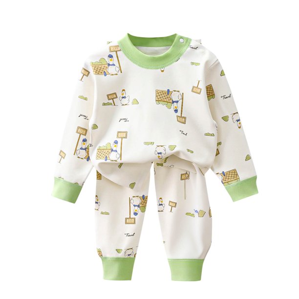 Odeerbi 6M-10Y Pijamas de Algodón de Verano Para Niños Con Mangas Largas Y Pantalones Con Estampados Suaves Pijamas de Dos Piezas