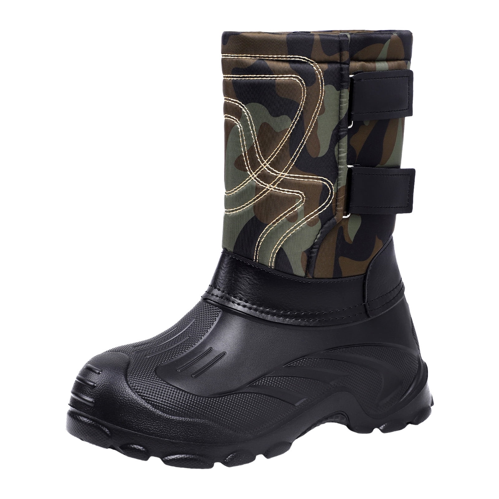 Camo Winter Boots for Men Waterproof Insulated High Top Hook and Loop Snow Booties Anti-Slip Hiking Shoes