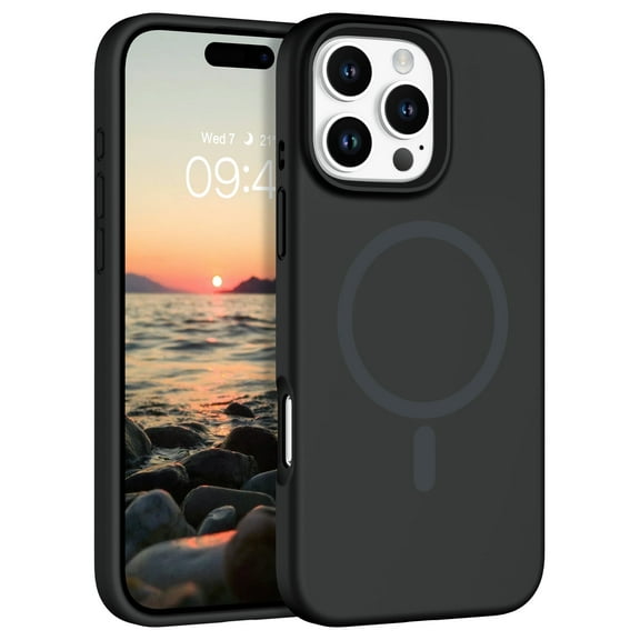 VENINGO Magnetic for iPhone 16 Pro Case 6.3" Compatible with Mag-safe,Soft Liquid Silicone Gel Rubber Bumper Shockproof Protective Phone Cover for iPhone 16 Pro, Black