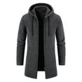 thumbnail image 2 of ZXLBBD Mens Fall Winter Solid Color Hooded Zipper Warm Cardigan Knitted Coat Casual Outdoor Versatile Daily Wear, 2 of 5