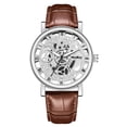thumbnail image 2 of Men's Watch Fashion Design Leather Band Analog Alloy Quartz Wrist Watches NEW Watches for Men on Sale (C Brown), 2 of 4