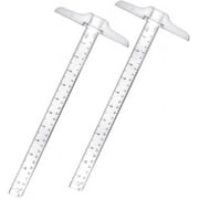 BUZIFU 2 Pcs T-Square 12 Inch / 30 cm T Shape Ruler Plastic Transparent T-Ruler Junior T-Square Academic T-Ruler Double Side Scale Measuring Tool for Drawing and General Layout Work