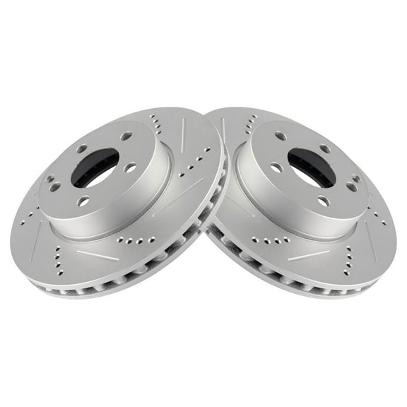 TRQ Front Performance Brake Rotors Set Premium G-Coated Fits Select 2012-2015 Mercedes-Benz C250 2008-2012 C300 SLK250