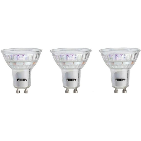 Flicker-Free GU10 Bulb, 380 Lumen, Bright White Light (3000K), 4W=50W, Title 20 Certified, 3-Pack