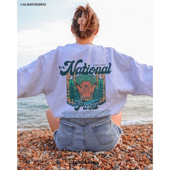 U.S. National Parks Crewneck Granola Girl Camping Clothes Park Ranger Environmental Sweater Retro Bear Hiking Sweatshirt 90S Indie Crewneck TSHIRT All Size S-5XL