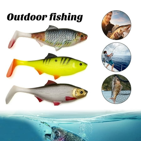 Ettsollp 2Pcs 13.5CM/28G Soft Fishing Lure T-shape Paddle Tail Realistic 3D Eyes PVC Artificial Lure Swimbait Freshwater Saltwater Bass Trout Fishing Accessories