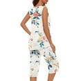 thumbnail image 6 of QATAINLAV Summer Capri Pajamas for Women Set Sleeveless Crewneck Shirt and Cropped Pants 2 Piece Lounge Sets Casual Tank Tops Capris Sleepwear Outfits Prime Today Navy XXL, 6 of 7
