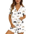 thumbnail image 5 of Women Two Piece Outfits Sets Summer,Women Short Sleeve Pajamas Set Button Down 2 Piece Pjs Shorts Set Ruffle Lounge Set Sleepwears, 5 of 7