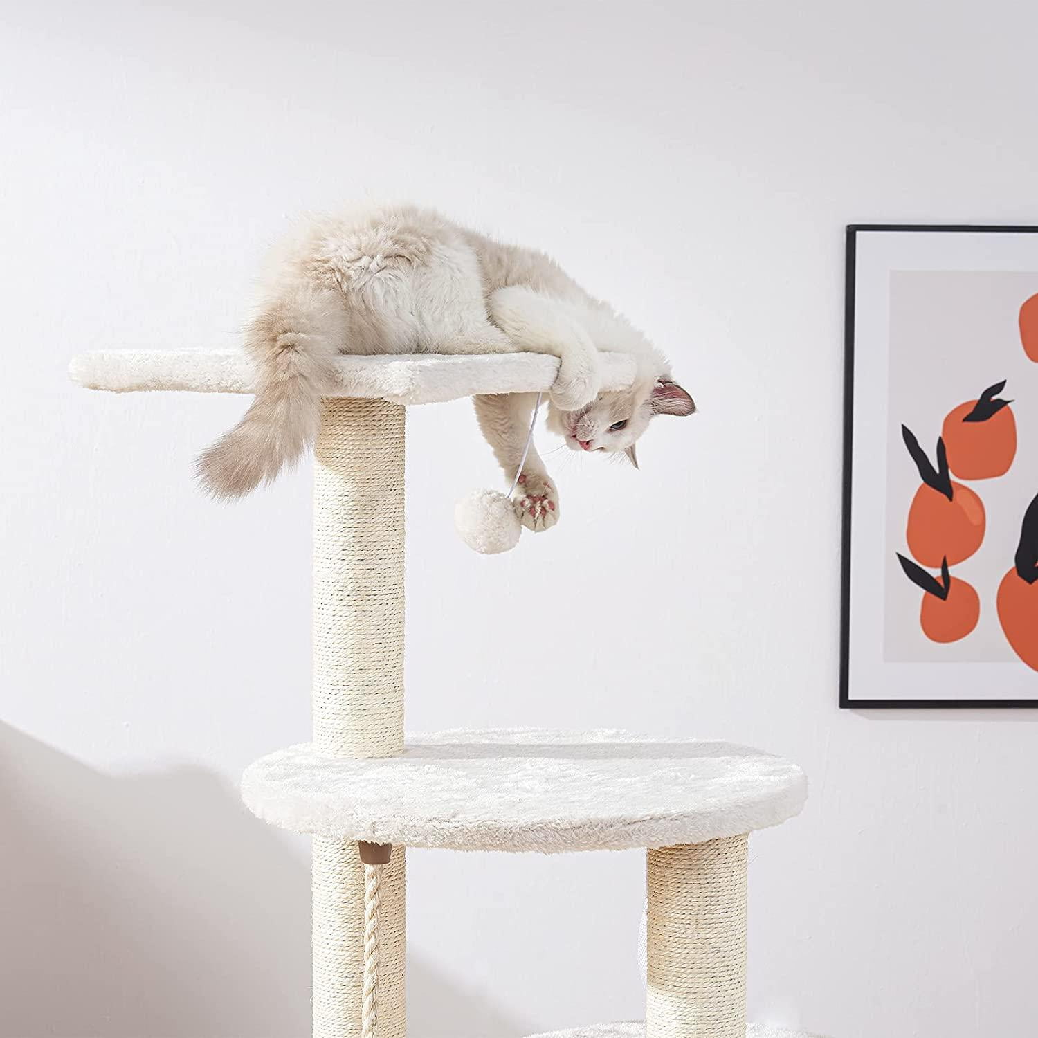 5 Layer Cat Trees with Sisal Covered Scratching Posts 44 Inch Activity Cat Tower Furniture Kitty Play House with 3 perches 1 condo 2 toys