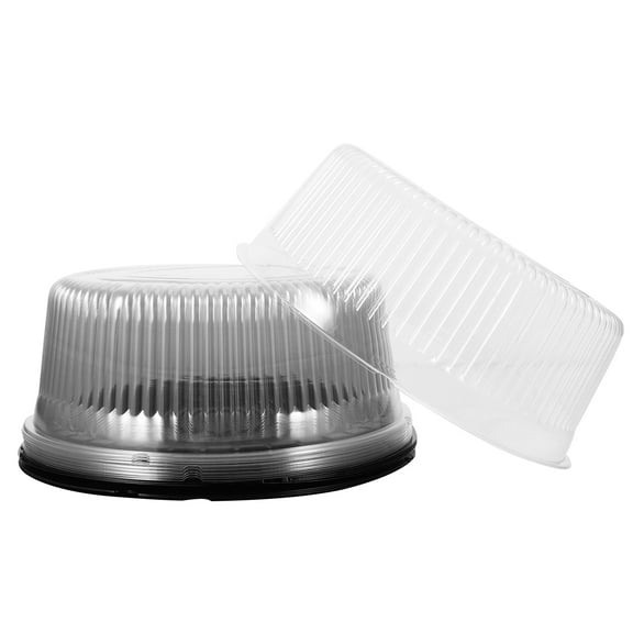 FONDOTIN Pack of 10 Clear Black PVC Cake Carrier Boxes for Outdoor Camping, Parties, and Food Storage