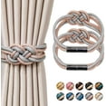 thumbnail image 1 of 2 Pack Strong Magnetic Curtain Tiebacks Upgrade Nordic Simple Style Drape Tie Backs Double Color Weave Rope Knot Decorative Curtain Holdbacks for Home & Office Window Drapery, 1 of 7