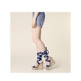 thumbnail image 3 of BLISSFUL STEP Platform Espadrilles Satin Lace Up Wedge Sandals for Women Navy Blue 6, 3 of 7