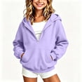 thumbnail image 4 of Rrxhxhs Hoodies for Girls Solid Color Half Zip Long Sleeve Oversized Casual Hooded Sweatshirt with Kangaroo Pocket,Purple,3-4 Years, 4 of 5