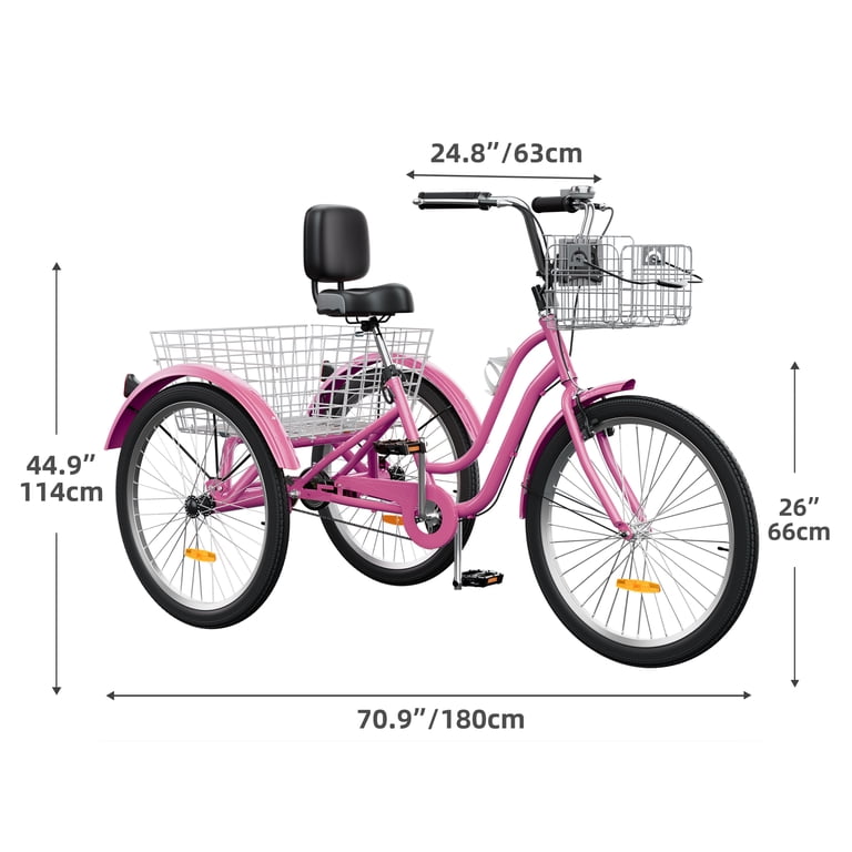 3 wheel bicycle walmart Slsy Adult Tricycles, Wheeled Bikes 20/24/26 Inch, Trikes for Seniors 20 inch wheel tricycle suitable for rider height MOONCOOL Adult Folding 7 Speed