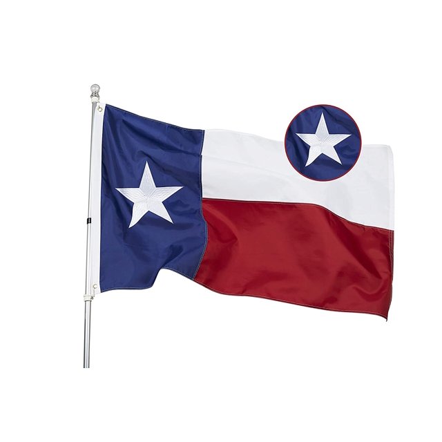 Bandera Homissor Texas bordada con rayas cosidas en forma de estrella de 2 x 3 pies