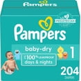 thumbnail image 1 of Pañales Pampers Baby Dry, tamaño 1, 204 unidades, absorbentes, 1 of 8