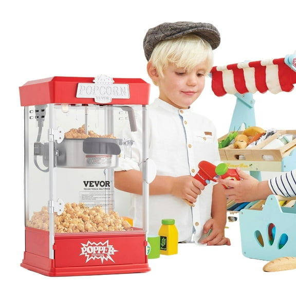 Movie Theater Popcorn Maker Machine 480W - 4oz Kettle Makes 1.5 Gallon, Red Tabletop Popper with 3 Scoops