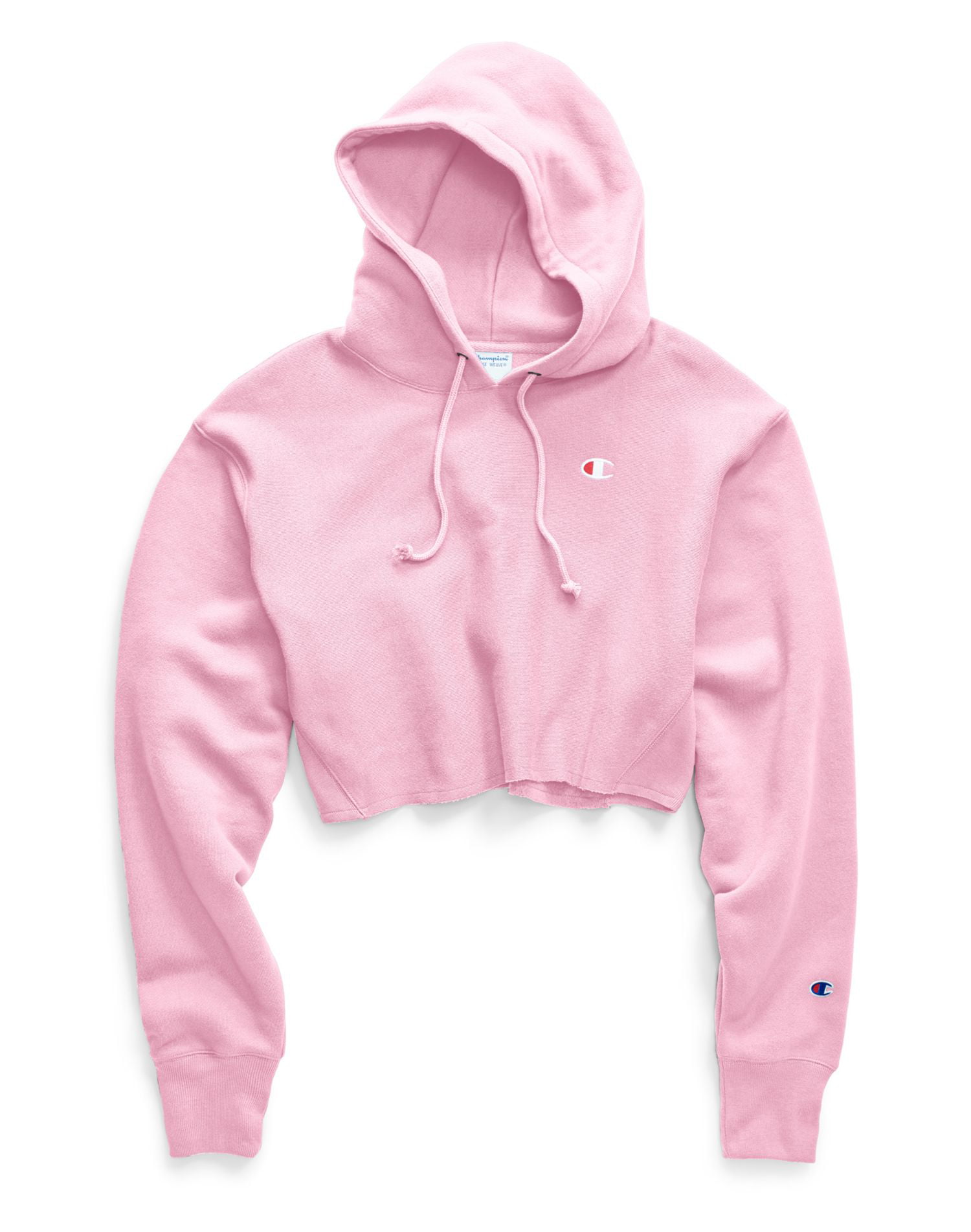 pink champion hoodie cropped