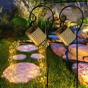 Solar Watering Can with Lights,Hanging Solar Waterfall Lights Waterproof Outdoor Garden Dcor 2Pack