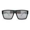 thumbnail image 2 of Mens Flat Top Sport Rectangle Horn Rim Sunglasses Slate Silver Mirror, 2 of 4