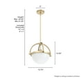 thumbnail image 4 of Hunter Hanging Globe Pendant Light - Modern Lighting Fixture for Kitchen Island, Bedroom, or Living Room, Customizable Hanging Options for Ceiling, Cased White Glass - Wedgefield 19234, Alturas Gold, 4 of 8