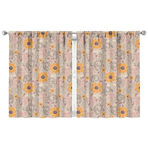 Daily Comfort Floral Curtains 2 Panels 42x54 Inch, Rod Pocket Blackout Drapes for Bedroom and Casual Living