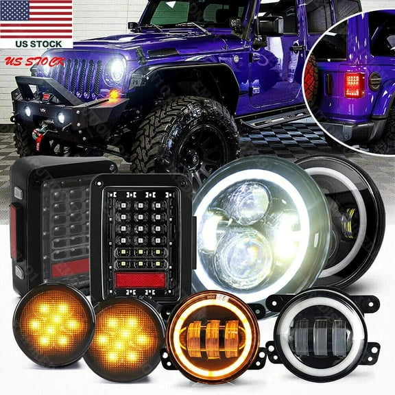 7" inch LED Headlights Tail Lights Turn Signal Lights Fog Lamps Combo For Jeep JK 2007-2017 8PCS