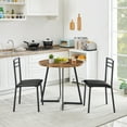 thumbnail image 6 of VECELO 31.5" Round Dining Table with Metal Legs for Kitchen Living Room Coffee Table Bristro Table, Brown, 6 of 7