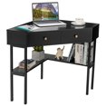 thumbnail image 1 of Costway Corner Computer Desk Writing Workstation Study Desk w/ 2 Drawers Black, 1 of 10