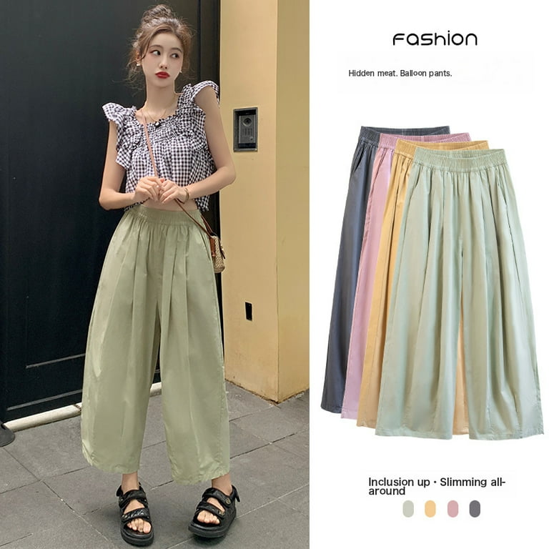 【YOURNUS】Candy Two-Tuck Balloon Training Pants Japanese Workmade Balloon Pants Female Summer Loose Large