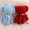 thumbnail image 3 of Toalla con forma de oso con regalo de mano de terciopelo coral con diseño de piña enrejado, toalla absorbente suave, regalo de devolución para bodas, 3 of 6