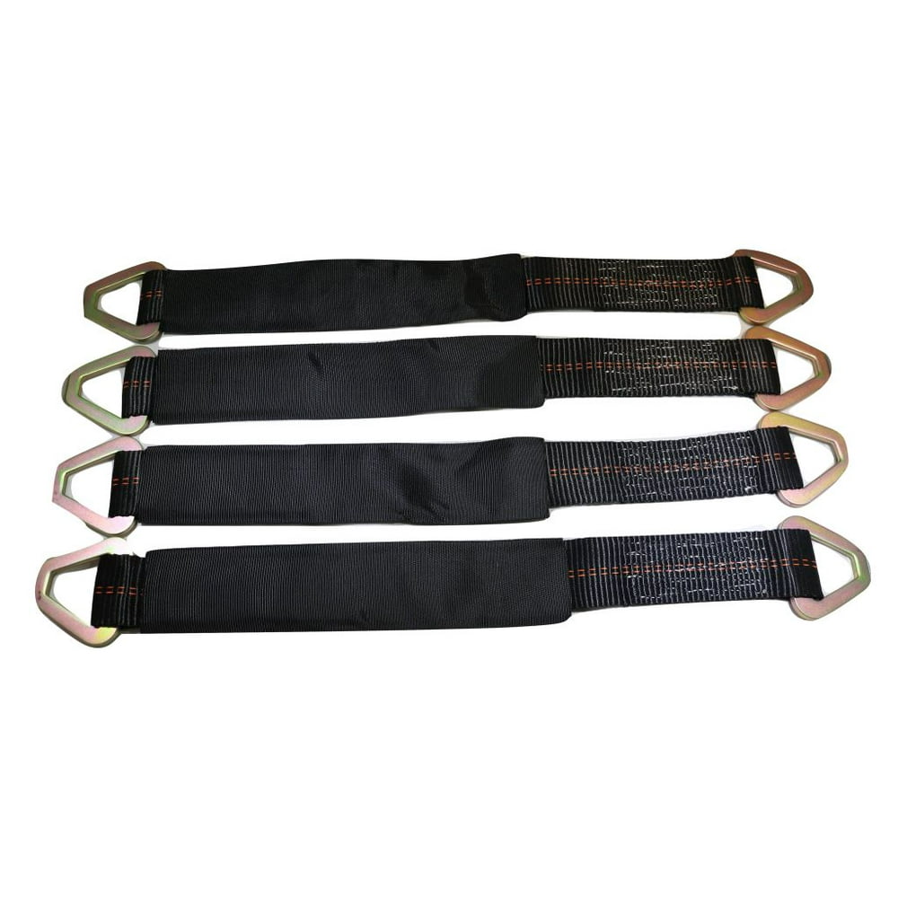 24 Inch Axle Straps Auto Car Hauler Tie Downs Tow Wrecker 4 Pack, BLACK
