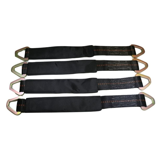 24 Inch Axle Straps Auto Car Hauler Tie Downs Tow Wrecker 4 Pack, BLACK