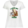 thumbnail image 3 of Inktastic I Love My Farm with Happy Farm Animals Women's Plus Size V-Neck T-Shirt, 3 of 5