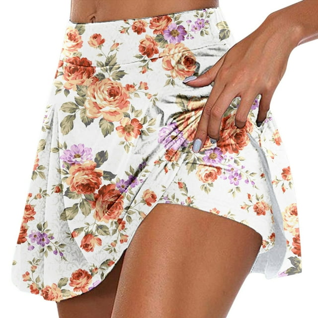 Gibobby faldas largas de mujer casuales informal diario para mujer Tenis Yoga Deporte Falda Pantalones cortos Falda(Beige, M)