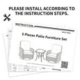 thumbnail image 5 of SHGJ&SOFT 3-Piece Patio Conversation Set with Thick Cushions and Glass Table, Modern PE Rattan Outdoor Furniture for Deck, Porch or Garden (Navy Blue), 5 of 13