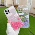 thumbnail image 6 of Compatible with iPhone 15 Pro Max Quicksand Light up Case Glow in The Dark Liquid Fluorescent Floating Waterfall Floral Tulip Case Women Girly Soft TPU Luminous Shockproof Phone Cover, Purple, 6 of 7