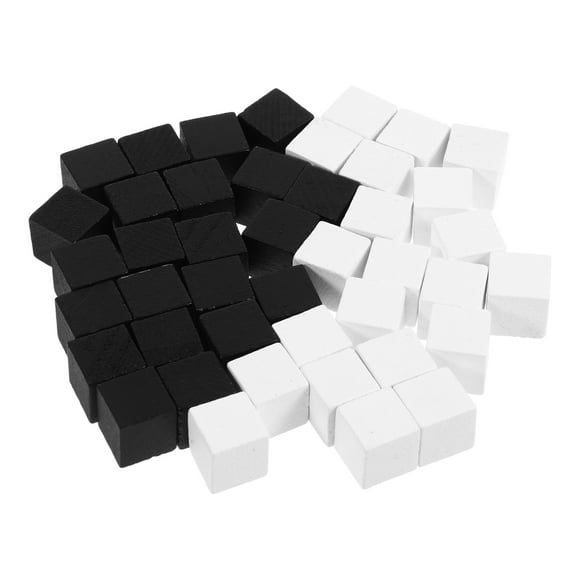 40Pcs Mini Wood Game Chess Piece Checker Piece Square Wood Chess Checker Supplies