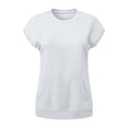 thumbnail image 4 of GERsome Sweatshirt for Women Crewneck Short Sleeve Lightweight Casual Travel Pullover Tops with Pockets White M, 4 of 6