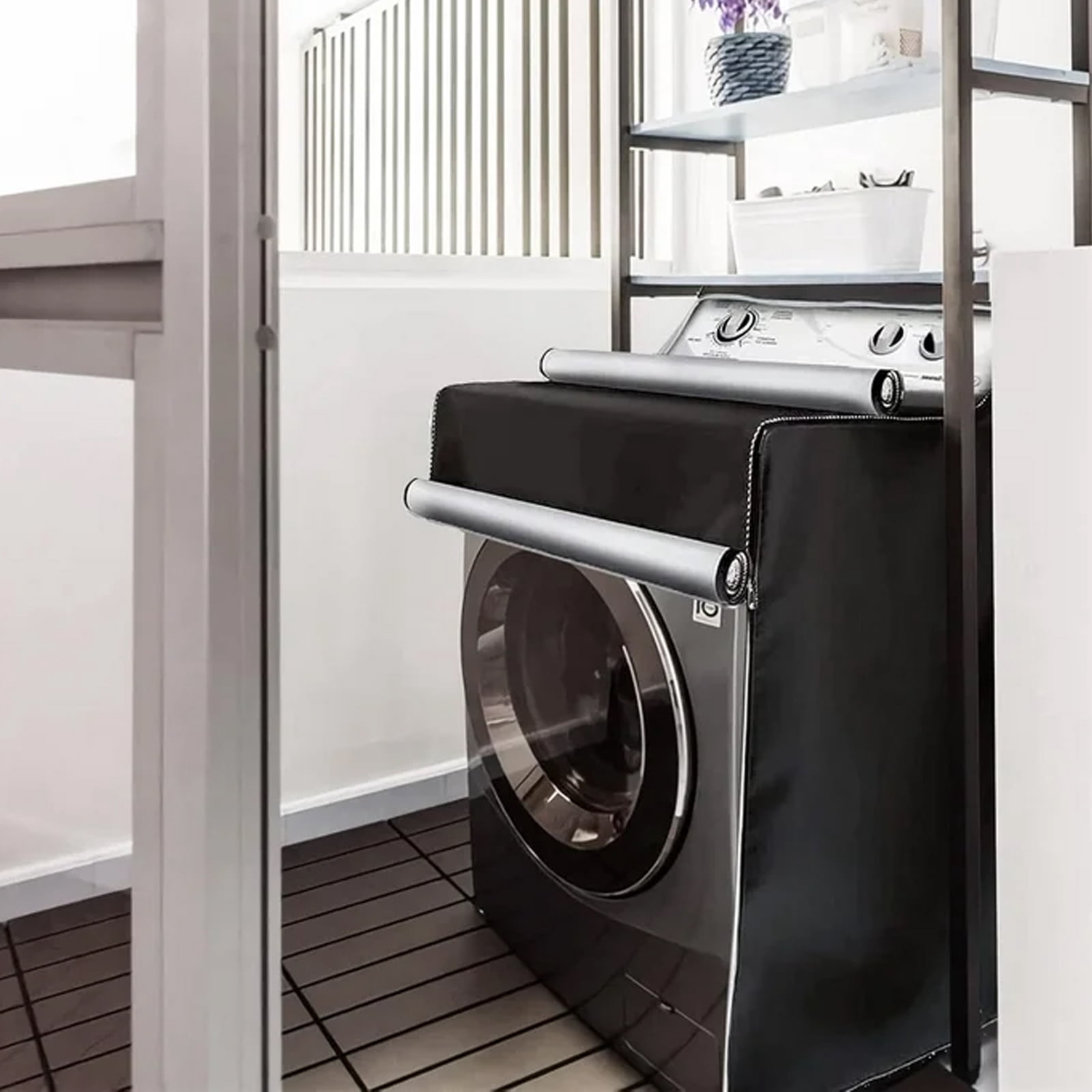 DICEEVIL 2 Pcs Washing Machine Cover, Zipper Design Wash Machine Cover, Waterproof Dust-proof Moderately Sunscreen Fit for Front Load Washer Dryer, All Weather Protection