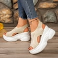 thumbnail image 2 of Dakaela Women Walking Sandals Orthopedic Platform Wedge Slip on Sport Sandal with Arch Support Plantar Fasciitis Athletic Summer Beach Shoes Beige Size 6, 2 of 9