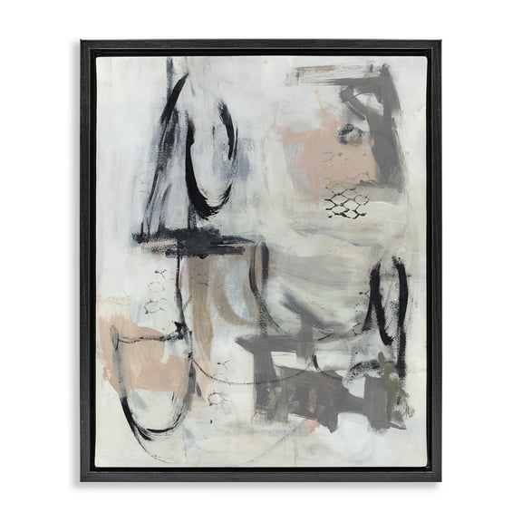 Stupell Industries Brushed Collage Abstract Abstract Painting Black Floater Framed Canvas Art Print Wall Art, 17 x 21
