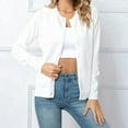 thumbnail image 3 of Women'S Long Sleeve Button Down Crew Neck Classic Sweater Knit Cardigan White L, 3 of 6